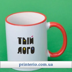 Чашка для сублімації Sublime біла з лого кольоровий обідок 330 мл